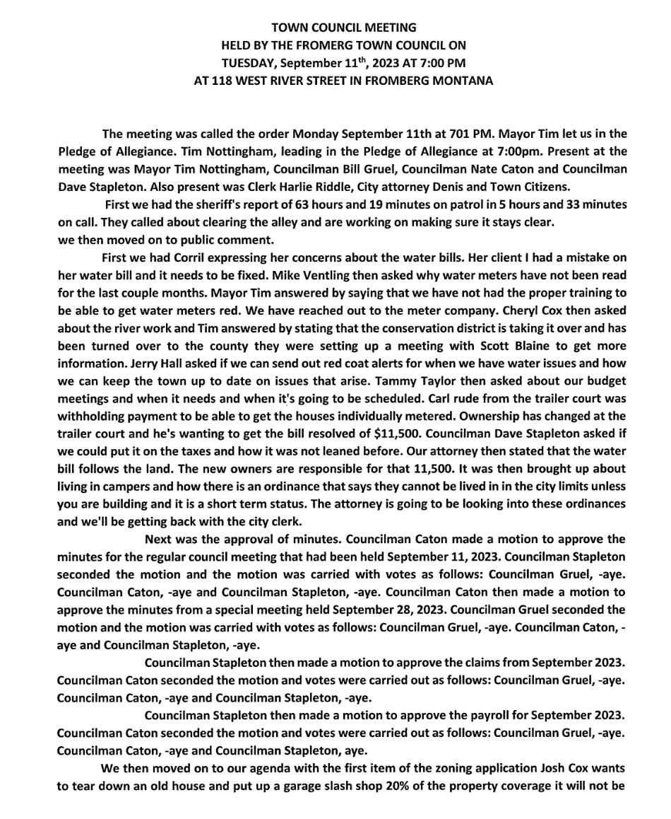 9.11.2023 TOF COUNCIL MEETING MINUTES the.fromberg.advocacy